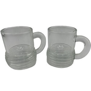 Vintage Clear Barware Collection Beer‎ Belly 2" Shot Glasses - Lot of 2